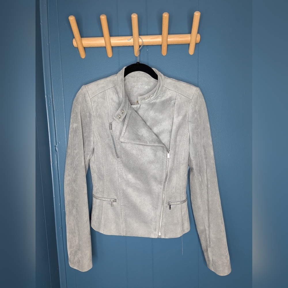 Women's Calvin Klein Gray Faux Suede Jacket